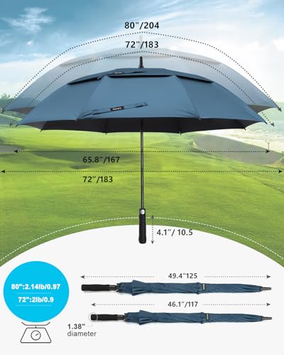 Gonex 62/68/72/80 Inch Golf Umbrella, Auto Open, Windproof, UV Protection - color: Navy Blue/ Black UV Coating, size: 72 inch