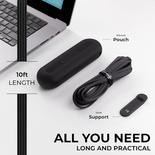 Rolling Square, inCharge XL, 6-in-1 Multi Charging Cable, 100W Ultra-Fast Charging Power, 10 Ft/3m, Urban Black - color: Urban Black