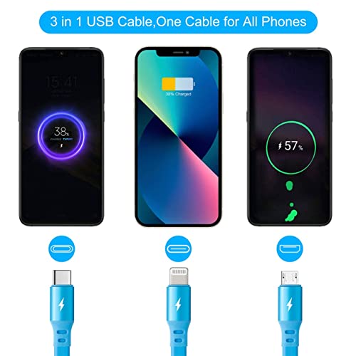 Multi Charging Cable 4A,Retractable Charger Cable 4 in1 Multi Charging Cord | [2Pack 4Ft] Fast Charger Cord with Lightning/Type C/Micro USB Port for Cell Phones,iPhone,iPad,Samsung Galaxy,PS,Tablets