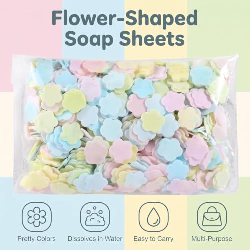 1000 Sheets Colorful Portable Disposable Paper Soap Portable Travel Hiking Washing Hand Bath Toiletry Paper Sheets Gentle Papers for Soap Fragrance Hand Wash