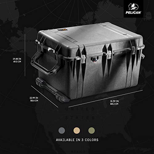 Pelican 1660 Case With Foam (Black) | Watertight wheeled case with foam insert and purge valve for protection, transport and storage - color: Black, style: With Foam