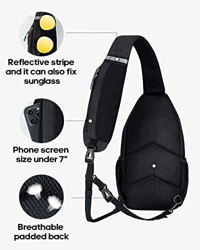 WATERFLY Crossbody Sling Backpack Sling Bag Travel Hiking Daypack - color: Pure Black(other Style)
