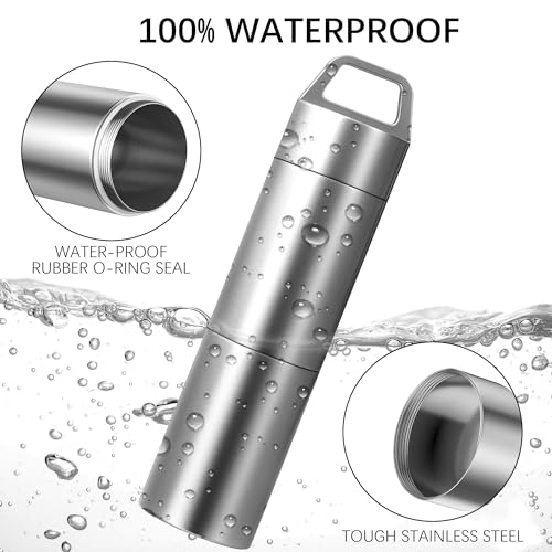 Small Pill Case (2 Compartments Design), Portable Metal Pill Holder Keychain Waterproof Pill Box Container Mini Stainless Steel Pill Organizer for Travel Purse Pocket - size: Medium