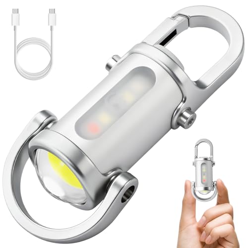 EDC Rechargeable Keychain Flashlight 800L Mini Portable Flash Light - color: White, size: 1Pack