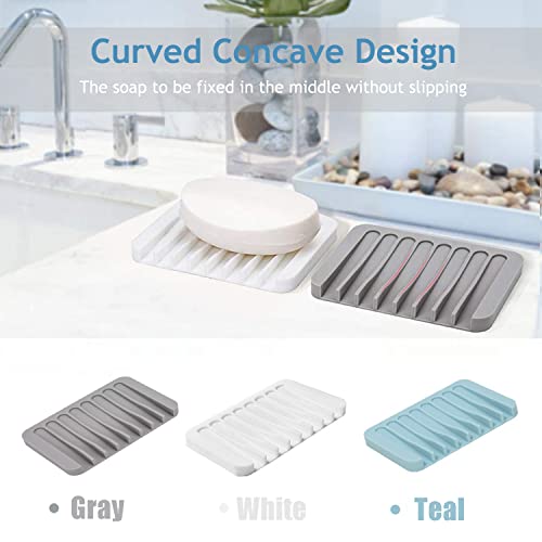 Self Draining Soap Dishes, 4 Pcs Silicone Waterfall Drainer Soap Holder for Bathroom, Extend Soap Life Keep Dry Clean & Easy Cleaning (Black & White) - color: Black & White