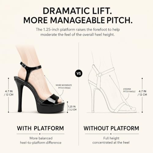 Amazon.com | Spikyrose Square Open Toe Stiletto Heeled Sandals for Women, Black US6 | Glossy Patent Leather, 4.5 Inch Stiletto, Platform, Slingback, Adjustable Ankle Strap, Dress Shoes For Wedding Party | Heeled Sandals - color: Black, size: 6