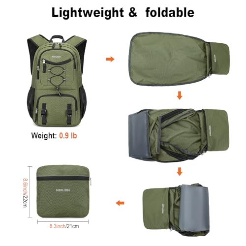 Nerlion Lightweight Foldable 35L Hiking Backpack Travel Backpack for Men Women Camping Waterproof Outdoor Hiking Daypack Backpack Green - color: Green