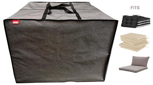 Outdoor Square Cushion Storage Bag, Protective Zippered Storage Bags with Handles, 32''L x 32''W x 24''H Dark Grey - color: Dark Grey, size: 32''X32''X24''