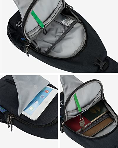 WATERFLY Crossbody Sling Backpack Sling Bag Travel Hiking Daypack - color: Pure Black(other Style)