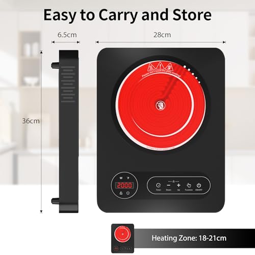 VBGK Single Burner Electric Cooktop,110V 1800W Electric Stove Top with LED Touch Control, 10 Power Levels, 4 hTimer, Safety Lock,Portable single burner cooktop