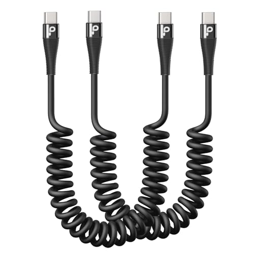 USB C to C Cable 3FT for Car Coiled USB C Cable Fast Charging for iPhone 17 | Short USB Type C Cable for iPhone 17/16/15/Pro Max/Plus/Samsung Galaxy S23, Compatible All Type C Devices-Black - color: Black, size: 3FT, style: USB C to USB C