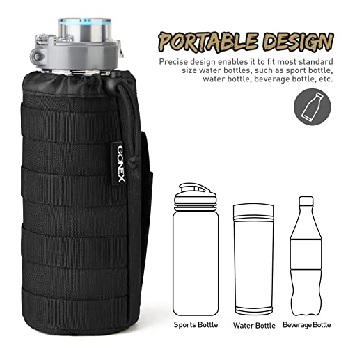 Gonex MOLLE Bottle Pouch, Drawstring Water Bottle Holder | 900D Oxford, Mesh Bottom, Fits MOLLE Packs & Vests, Flexible Height, Holds Bottles or Umbrellas - color: Black