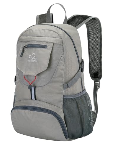 WATERFLY Small Lightweight Packable Backpack: 20l Hiking Daypack Man Woman | 20L,Recycled nylon material,Multi-compartment storage,Water-resistant,Everyday carry,Ultra Light Foldable Travel Day Pack - color: Grey3