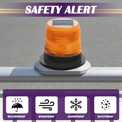 Solar Strobe Warning Light,Traffic Light Solar Powered Magnetic Lamp Waterproof Strong Magnetic Base, LED Flash Lights for Construction,Traffic,Factory,Safety Sign (Yellow) - color: Yellow