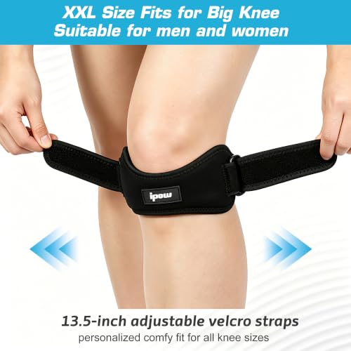 IPOW Patella Tendon Knee Strap 2 Pack Knee Pain Relief & Patella Stabilizer Knee Strap, Patellar Tendon Support Strap, Knee Brace for Running, Hiking, Soccer, Basketball, Jumpers Knee, Tennis, Volleyball & Squats - color: Black-2026 Style