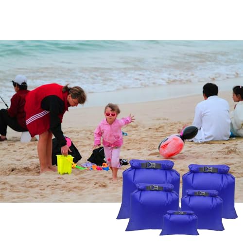 TRENDBOX Roll Top Waterproof Dry bag Kit Storage Compression Bag Sack Poch Packing Organizers Water Resistant Camping Travel - color: Set of 5 - Blue