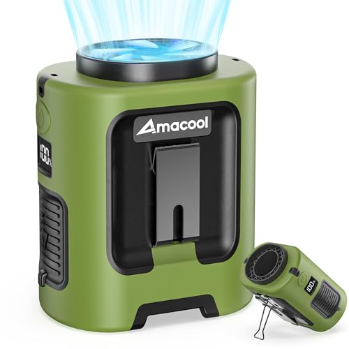 AMACOOL Mini Portable Waist Fan Clip on, 13000RPM Wearable Shirt Belt Fan - color: GREEN