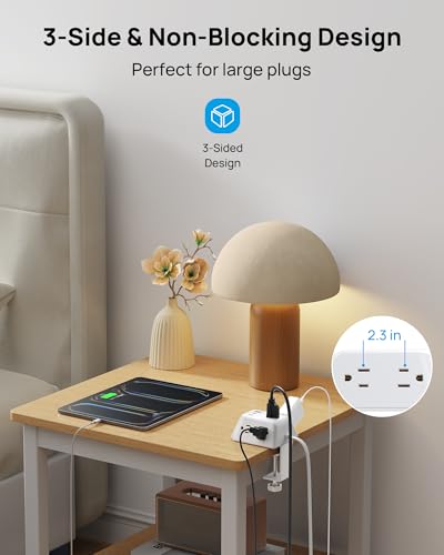 TROND Desk Clamp Surge Protector, Power Strip for Desk with USB C PD 20W | 5 AC Outlets, Fit 1.97in Tabletop Edge Thick, 1440J Surge Protection, Extension Cord 6ft for Home Office Essentials, White - color: White, size: 6FT (2C1U & PD 20W)