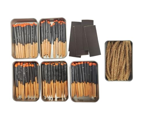 eGreen 3" Waterproof Camping Matches: 100 Ct, 2" Head & 20 x 4 in Wax Ropes | Stormproof matches burn up to 25 sec each; reignite after water/soil. 20 wax ropes: up to 240 min total for survival kits. - color: 5 x Tin Matches + 20 Wax Ropes