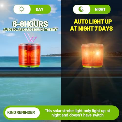 2 Pcs Solar Strobe Warning Traffic Light 360 Degree Single Column IP65 Waterproof Emergency Strobe Flashing Barricade Safety Road Construction Traffic Light(Red,Magnetic) - color: Red, size: Magnetic