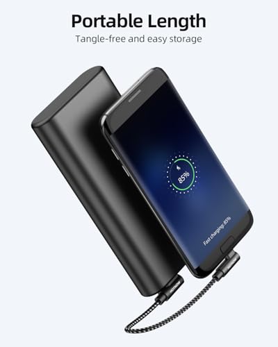 Short Right Angle USB A to Micro USB 90 Degree Cable 0.5FT 3Pack | 90°angled short 6inch braided micro usb 2.1A fast charging for Galaxy S7 S6 S5 power banks & Android Micro Connector - size: 0.5FT