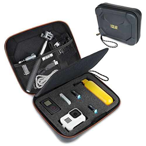USA Gear Water Resistant EVA Foam Hard Case Compatible with Go Pro Hero13 / Hero12 Charger, Insta360 ONE RS Twin, Insta360 X4-8K & more - Lightweight, Customizable Interior, Mesh Pocket (Case Only)