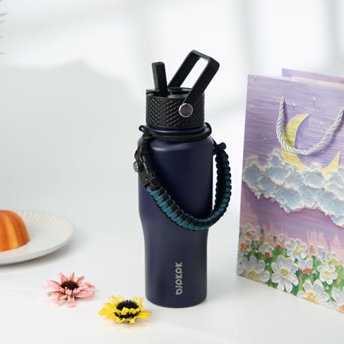 BJPKPK 23oz Insulated Water Bottle with Straw Lid, Stainless Steel Bottle - color: Black, style: 23oz