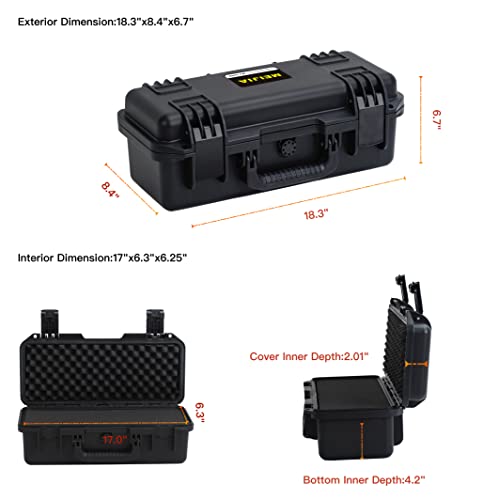 MEIJIA Premium Waterproof Hard Camera Case,Hard Case with customizable fit foam,Full Protection with Light&Convenient Design,Elegant Black (18.3"x8.4"x6.7") - size: 18.3"x8.4"x6.7"