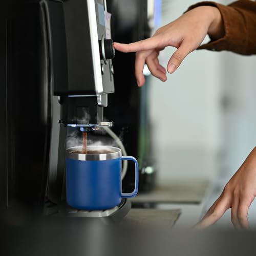 VEGOND 14 oz Insulated Coffee Mug Bulk with Handle, Stainless Steel Travel Coffee Mug with Lid, Double Wall Vacuum Metal Coffee Cup, Coffee Tumbler Powder Coated, Navy Blue 8 Pack - color: Navy Blue, size: 14 Ounces (8 Pack)