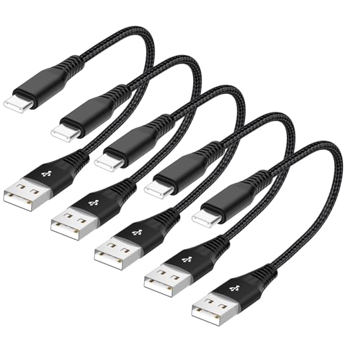 [Apple MFi Certified] Short USB C Cable, 8inch 5Pack iPhone Cherger Cable - color: A TO C Black 8IN