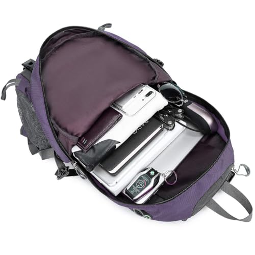 FENGDONG 40L Waterproof Lightweight Hiking,Camping,Travel Backpack for Men Women Purple - color: A3- Purple