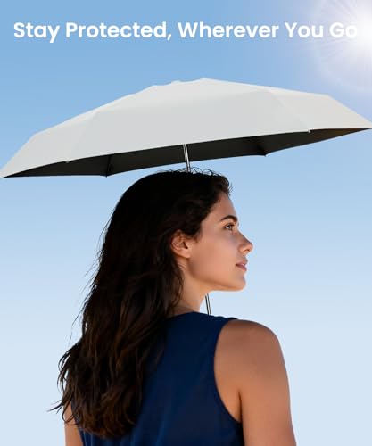 LMUGOOS 3 Pack Mini Travel Folding Umbrella,UPF 50+ UV Compact Portable Sun - color: Beige