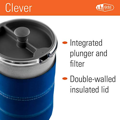 GSI Outdoors, 30 Fl Oz JavaPress, French Press Coffee Maker for Camping and Travel, Blue - color: Blue