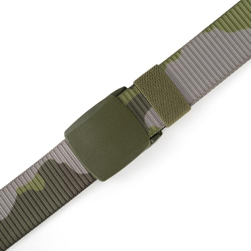 Mile High Life | Nylon Web Belt | Outdoor Military Belt | TSA Safe Buckle Plastic/Metal - color: Camo Green