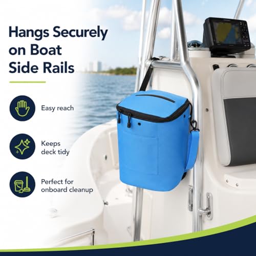 Boat Trash Can, Portable Boat Trash Bag, Reusable Garbage Bag, Easy to Install & Clean, 3.96 Gallons Multi-Purpose Boating Equipment Accessories - color: Blue