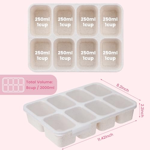 MaMix Snackle Box Container,Leak-Proof Snack Box 8 Compartment Divided Serving Tray with Lid, Dishwasher Safe Food Containers for Fruit Candy Snack Nuts Veggie Party (2 PACK) - color: BEIGE+PINK