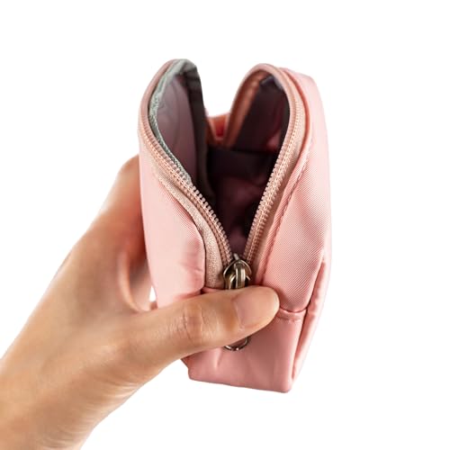 2-Piece Mini Pouch with Carabiner Clip, Unisex Small Organizer Case for Electronics, Makeup, and Accessories (Pink) - color: Pink