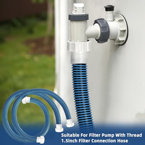 2 Pack 1 1/2 Pool Hose for Above Ground Pools 6ft&3ft Long Pool Pump Replacement Filter Hoses 1.5" EVA Swimming Pool Filter Hose for Filters Pumps, Saltwater Systems and Sand Filters (Blue) - color: Blue
