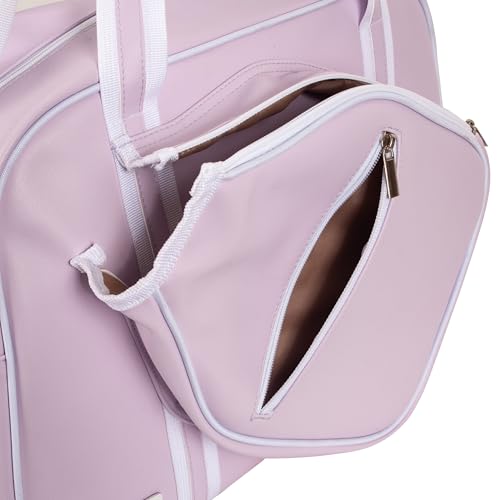 PU Leather Women Sports Shoulder Gym Bag Pickleball Duffle Bag Pickleball Tote Bag with Front Pocket for 2 Paddles, Inner Storage Pockets, Mesh Water Bottle Holder and Adjustable Shoulder Strap - color: Purple