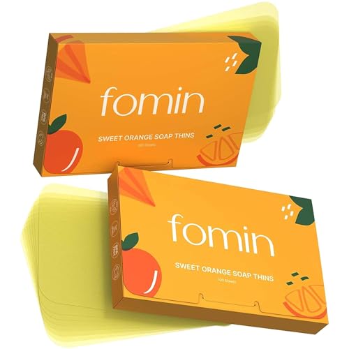 FOMIN Paper Soap Sheets for Hand Washing - 200 Orange Travel Sheets | Dissolvable Mini Soap Sheets for Camping, Hiking and Travel - Portable Hand Soap - Vegan - Plant-Based - Eco-Friendly - color: Orange (Pack of 2)