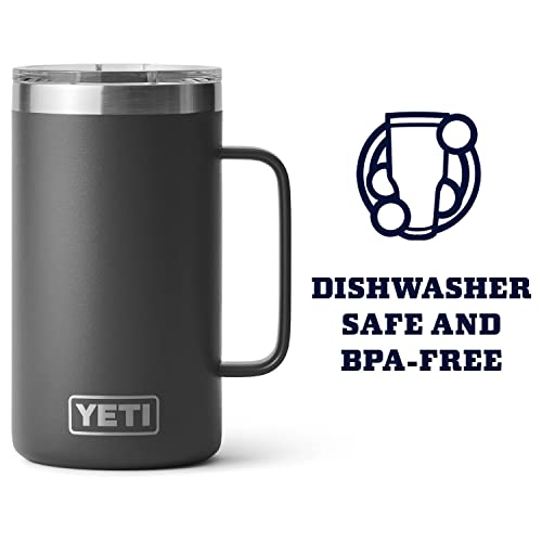 YETI Rambler 24 oz Mug, Vacuum Insulated, Stainless Steel with MagSlider Lid - color: Charcoal
