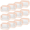 TISRATOK 12 PCS Clear Makeup Bags with Zipper, TSA Approved Toiletry Pouch - color: Orange Pink, size: Small