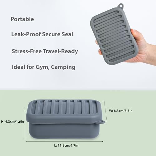 Portable Leakproof Travel Soap Case, Silicone Soap Case, Compact Soap Holder with Drainage Layer, Travel Soap Holder for Camping, Gym, Outdoor (Deep-Gray) - color: Deep-gray
