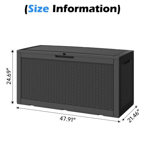 Outdoor Storage Box Waterproof, 100 Gallon Deck Box For Patio Storage - color: Rattan Black, style: 100Gallon