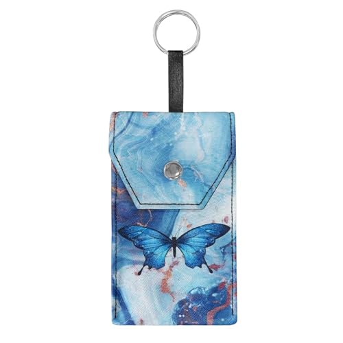 Tissue Bag,Blue Butterfly Portable Travel Tissue Pouch Canvas Tissues Purse Pocket for Wallet Coin Travel Bag - color: Blue Butterfly