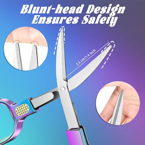 2 PCS Stainless Steel Mini Folding Scissors, Safety Pocket-Sized Multipurpose Scissors with Keychains for Travel, Home, Office, Crafts, Sewing & Nurse Accessories (Colored) - color: Colored