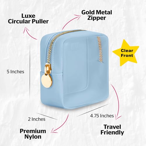 Clear Makeup Bag Mini Pouch for Purse Small Cosmetic Bag Travel Organizer Light Blue Cosmetic Case Pouch - color: Light Blue, style: Mini