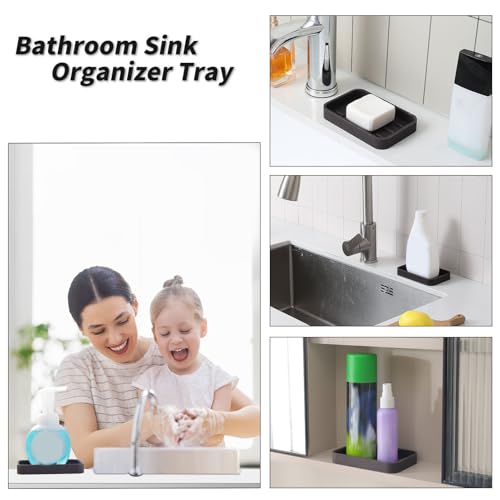 MicoYang Silicone Kitchen Sink Organizer Tray for Multiple Usage,Easy Clean Sponges Holder for Kitchen Bathroom Counter or Sink,Dish Soap Dispenser,Scrubber,Bottle,Cup Coffee 4.9”x 3.2” - color: Coffee, size: 4.9" x 3.2" x 0.7"