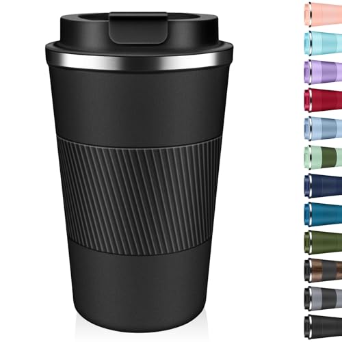 Insulated Coffee Tumbler 17 oz, Stainless Steel Coffee Mug with Lids, Travel Coffee Mug Leak Proof, Double Wall Vacuum Insulated Reusable Coffee Cup, Keep Drinks Hot and Cold (Black, 17 Ounces) - color: Black, size: 17 Ounces