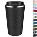 Insulated Coffee Tumbler 12 oz, Stainless Steel Coffee Mug with Lids, Travel Coffee Mug Leak Proof, Double Wall Vacuum Insulated Reusable Coffee Cup, Keep Drinks Hot and Cold (Black, 12 Ounces) - color: Black, size: 12 Ounces
